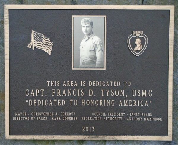 CAPT. FRANCIS D. TYSON, USMC WAR MEMORIAL PLAQUE