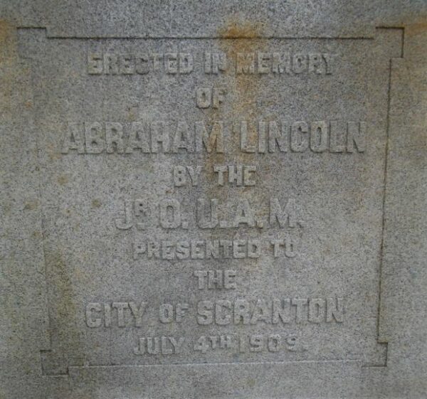 CITY OF SCRANTON ABRAHAM LINCOLN WAR MEMORIAL STONE