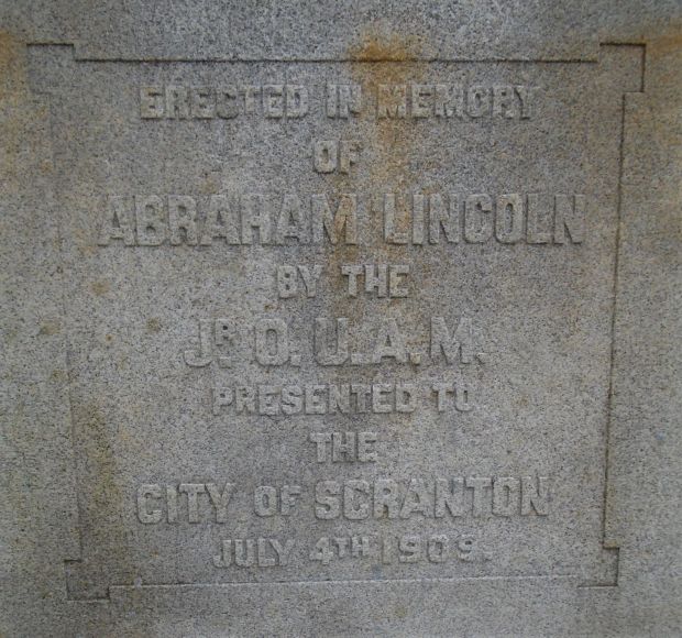 CITY OF SCRANTON ABRAHAM LINCOLN WAR MEMORIAL STONE