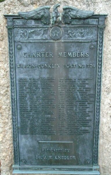WILSON-CONKLIN POST NO. 579 CHARTER MEMBERS MEMORIAL PLAQUE