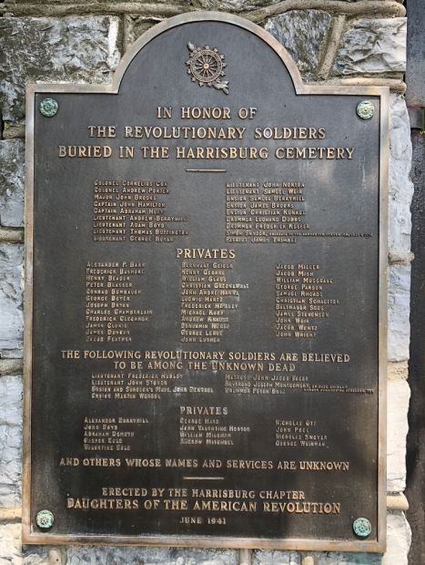 HARRISBURG CEMETERY REVOLUTIONARY SOLDIERS MEMORIAL PLAQUE