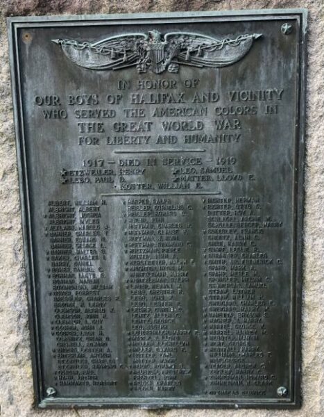 HALIFAX AND VICINITY GREAT WORLD WAR MEMORIAL PLAQUE