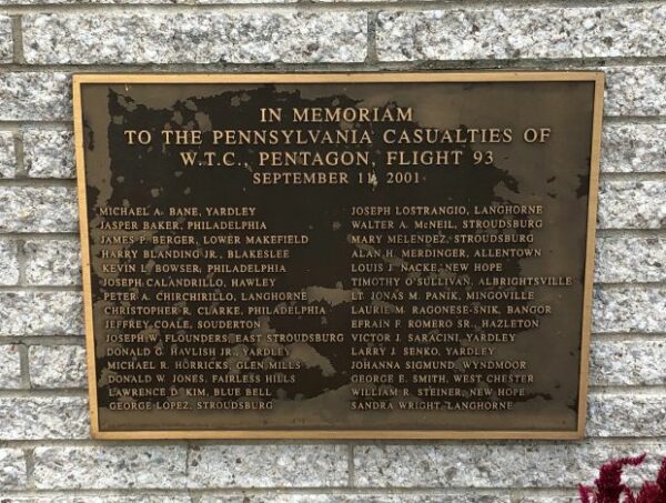 IN MEMORIAM PENNSYLVANIA SEPTEMBER 11, 2001 CASUALTIES MEMORIAL PLAQUE
