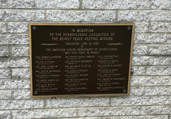 IN MEMORIAM BEIRUT PEACE KEEPING MISSION MEMORIAL PLAQUE