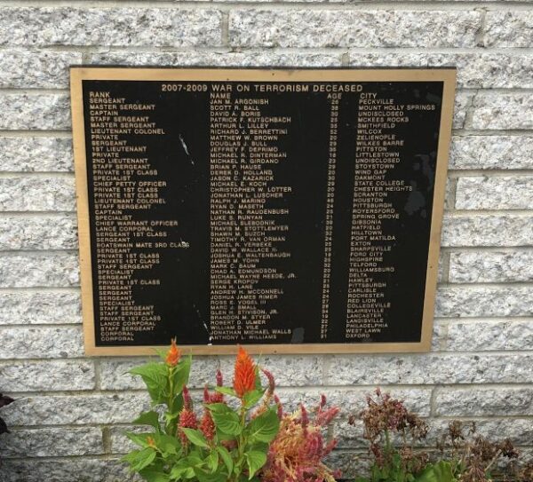 2007-2009 WAR ON TERRORISM DECEASED MEMORIAL PLAQUE