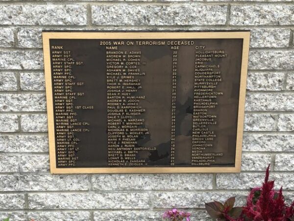 2005 WAR ON TERRORISM DECEASED MEMORIAL PLAQUE