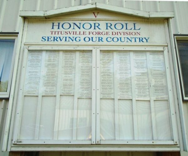 TITUSVILLE FORGE DIVISION HONOR ROLL MEMORIAL