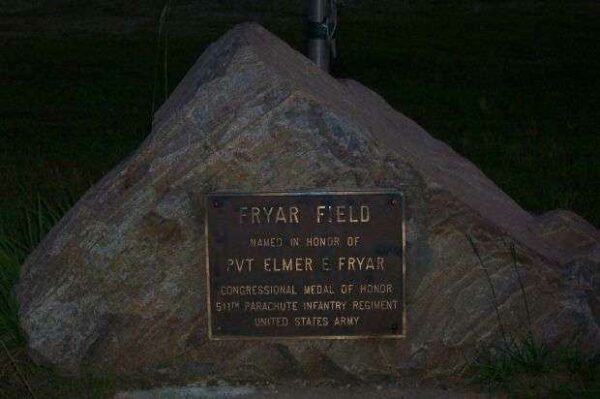 PVT. ELMER E. FRYAR MEMORIAL PLAQUE
