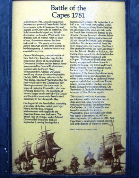 BATTLE OF THE CAPES 1781 WAR MEMORIAL PANEL