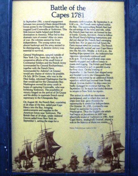 BATTLE OF THE CAPES 1781 WAR MEMORIAL PANEL