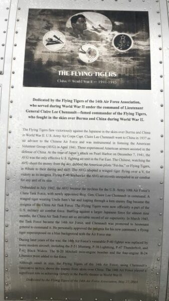 THE FLYING TIGERS WAR MEMORIAL PLAQUE