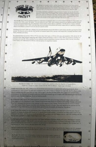 F-100 SUPER SABRE SOCIETY WAR MEMORIAL PLAQUE CLOSE-UP