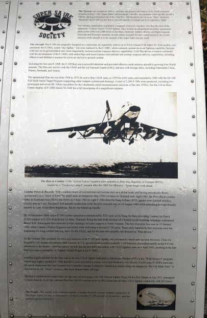 F-100 SUPER SABRE SOCIETY WAR MEMORIAL PLAQUE CLOSE-UP