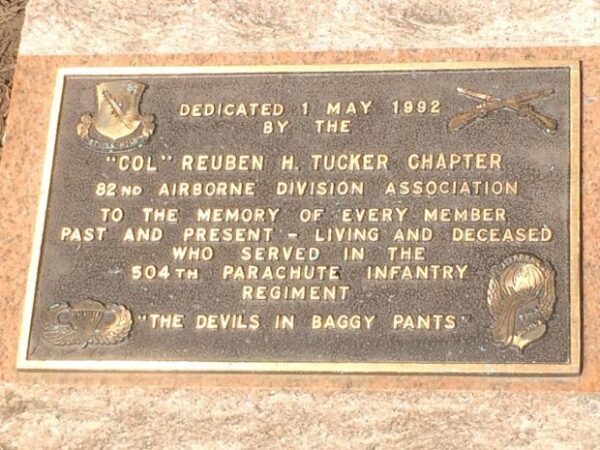 504TH PARACHUTE INFANTRY REGIMENT WAR MEMORIAL PLAQUE