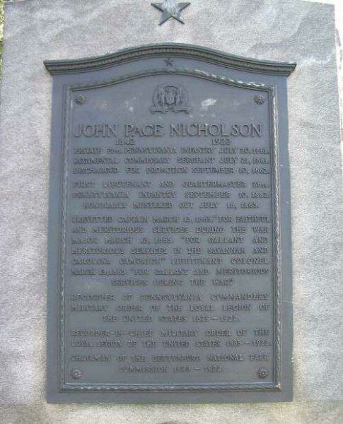 JOHN PAGE NICHOLSON WAR MEMORIAL PLAQUE
