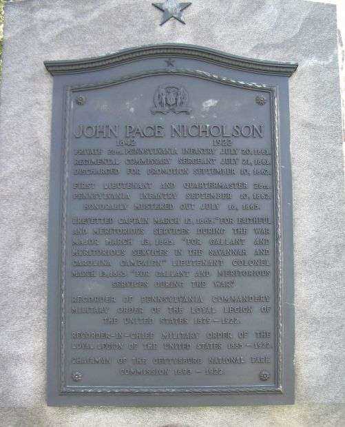 JOHN PAGE NICHOLSON WAR MEMORIAL PLAQUE