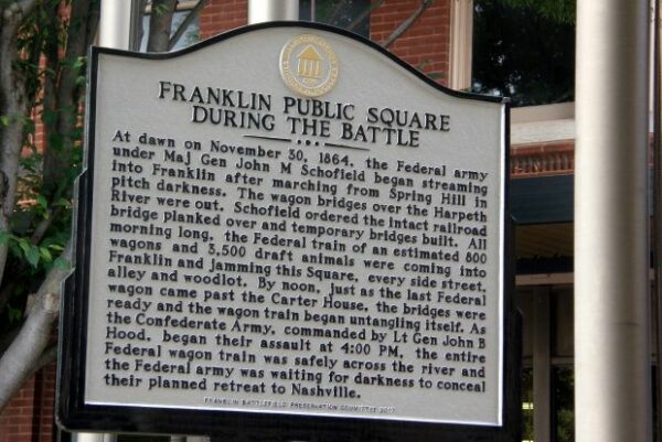 FRANKLIN PUBLIC SQUARE DURING THE BATTLE MEMORIAL MARKER