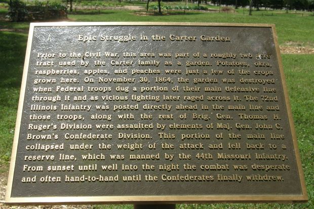 EPIC STRUGGLE IN THE CARTER GARDEN MEMORIAL PLAQUE