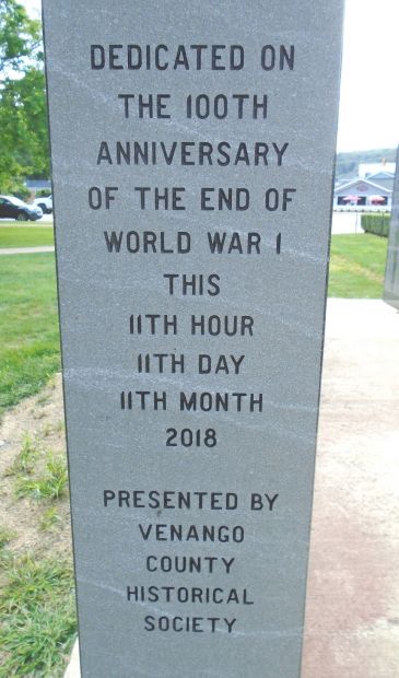 VENANGO COUNTY WORLD WAR I VETERANS MEMORIAL DEDICATION STONE
