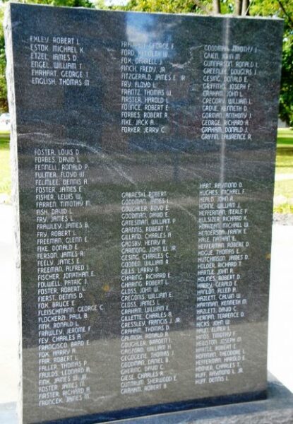 VENANGO COUNTY VIETNAM VETERANS HONOR ROLL MEMORIAL SLAB E