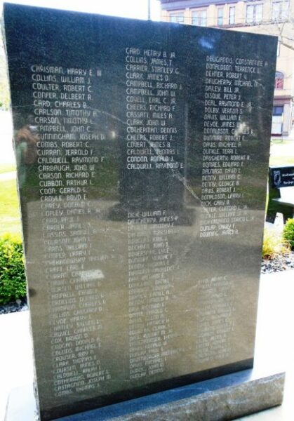 VENANGO COUNTY VIETNAM VETERANS HONOR ROLL MEMORIAL SLAB D