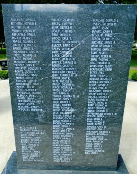 VENANGO COUNTY VIETNAM VETERANS HONOR ROLL MEMORIAL SLAB C