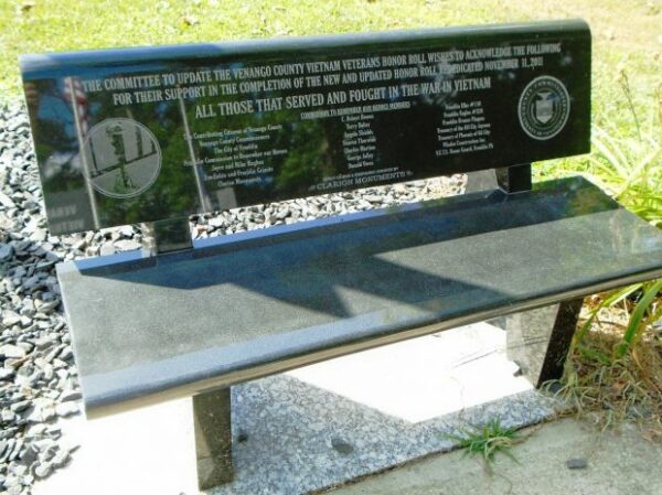 VENANGO COUNTY VIETNAM VETERANS HONOR ROLL MEMORIAL BENCH A