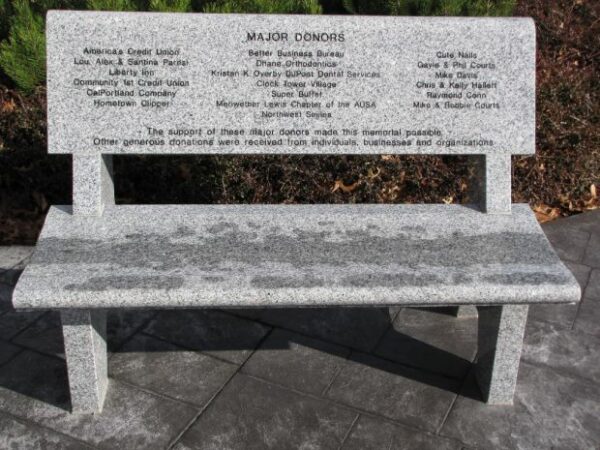 CITY OF DUPONT GLOBAL WAR ON TERRORISM MEMORIAL BENCH B