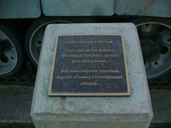 CAPTURED IRAQI T-69 TANK MEMORIAL PLAQUE