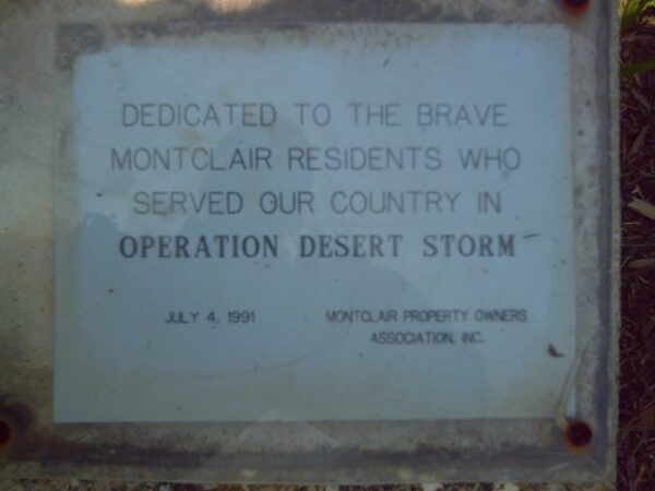 MONTCLAIR OPERATION DESERT STORM MEMORIAL FLAGPOLE PLAQUE