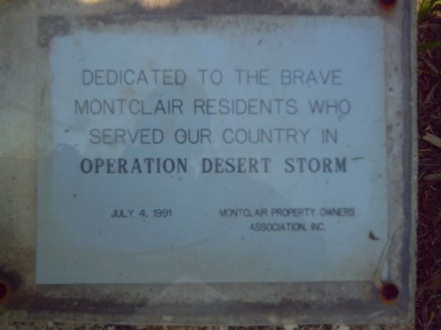 MONTCLAIR OPERATION DESERT STORM MEMORIAL FLAGPOLE PLAQUE