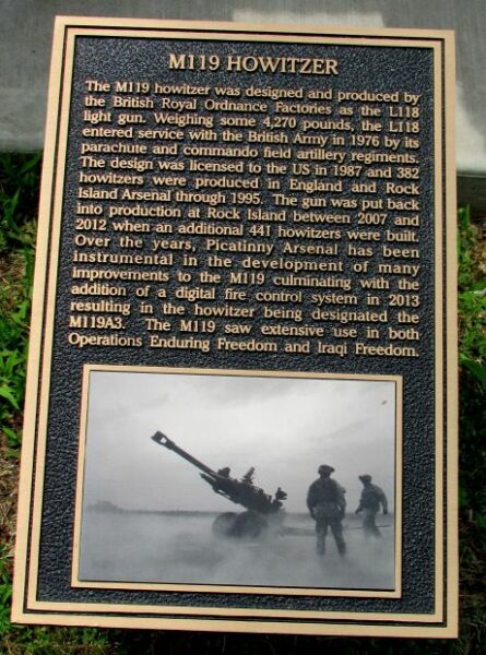 M119 HOWITZER WAR MEMORIAL PLAQUE