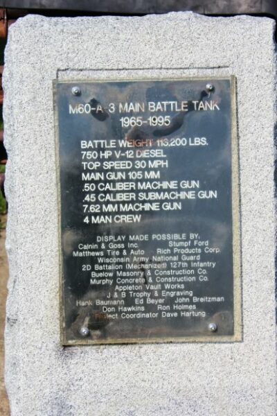M60A1 MAIN BATTLE TANK MEMORIAL PLAQUE