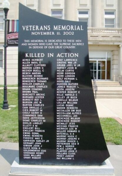 CHILLICOTHE WAR VETERANS MEMORIAL PANEL A