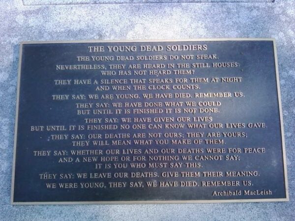 THE YOUNG DEAD SOLDIERS MEMORIAL PLAQUE