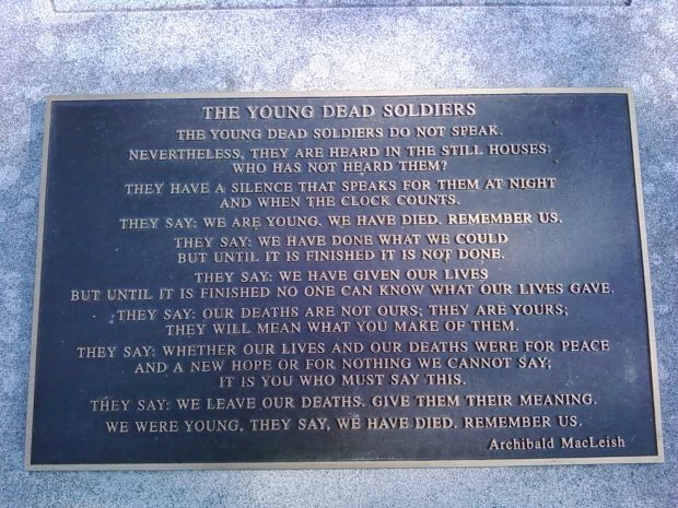 THE YOUNG DEAD SOLDIERS MEMORIAL PLAQUE