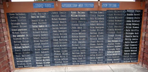 IRAQ AND AFGHANISAN WAR DEATHS FROM INDIANA MEMORIAL HONOR ROLL A