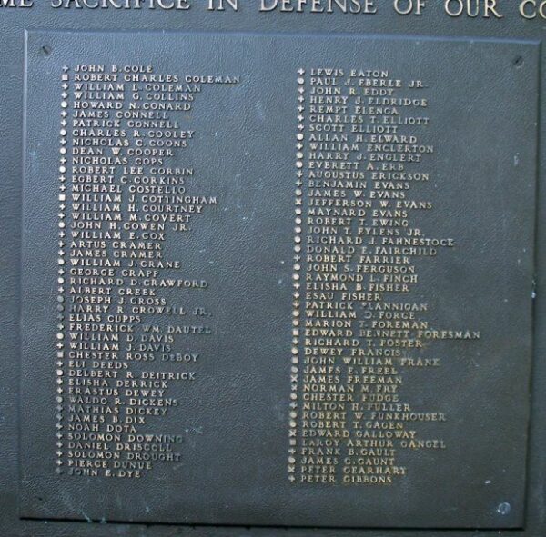 TIPPECANOE COUNTY ALL WARS MEMORIAL PLAQUE B