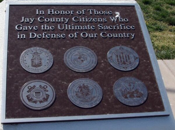 JAY COUNTY ULTIMATE SACRIFICE WAR MEMORIAL PLAQUE A