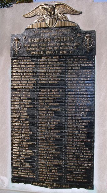 HAMILTON COUNTY (INDIANA) WAR VETERANS MEMORIAL PLAQUE B