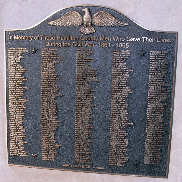 HAMILTON COUNTY (INDIANA) WAR VETERANS MEMORIAL PLAQUE A