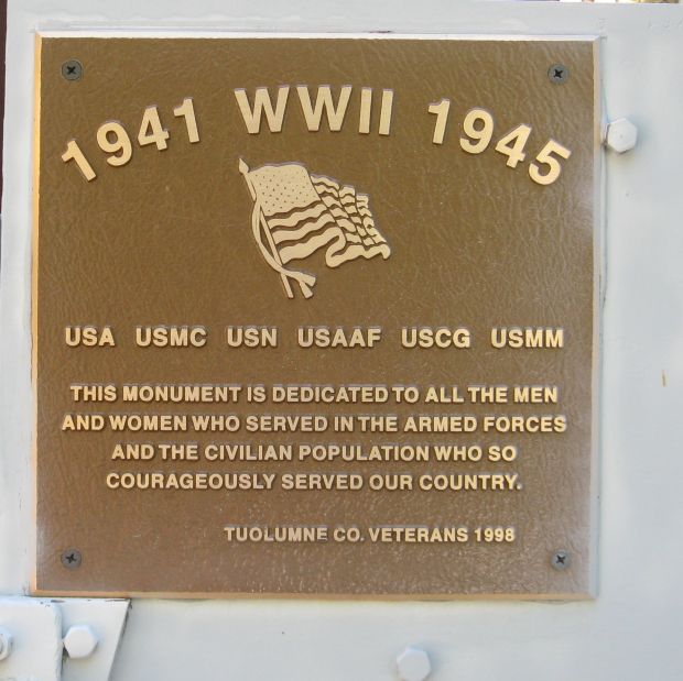 TUOLUMNE COUNTY WW II MEMORIAL GUN PLAQUE