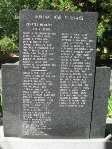 TUOLUMNE COUNTY KOREAN WAR MEMORIAL BACK