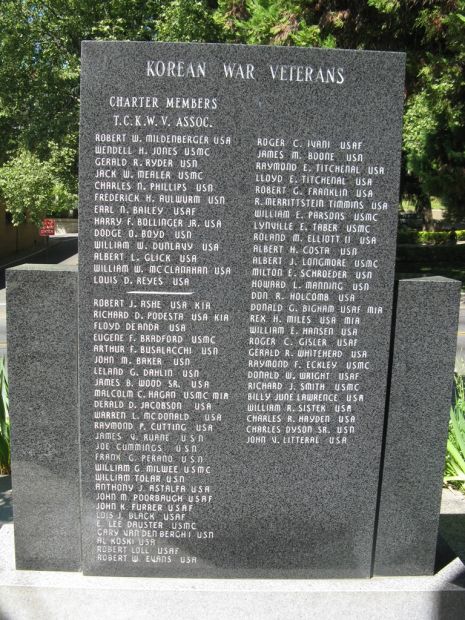TUOLUMNE COUNTY KOREAN WAR MEMORIAL BACK