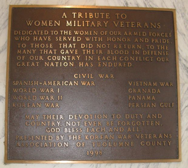 TUOLUMNE COUNTY WOMEN MILITARY VETERANS MEMORIAL PLAQUE
