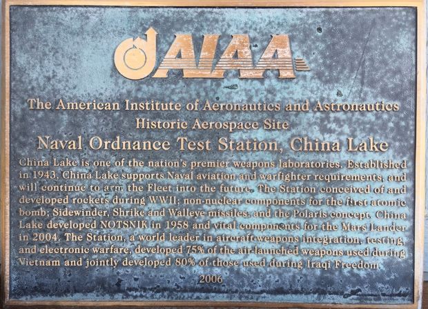 NAVAL; ORDINANCE TEST STATION, CHINA LAKE MEMORIAL PLAQUE