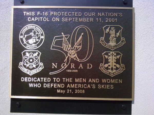F-16 SEPTEMBER 11, 2001 MEMORIAL AIRCRAFT PLAQUE