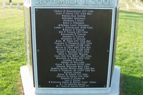 ATTACK ON THE PENTAGON WAR MEMORIAL SIDE F
