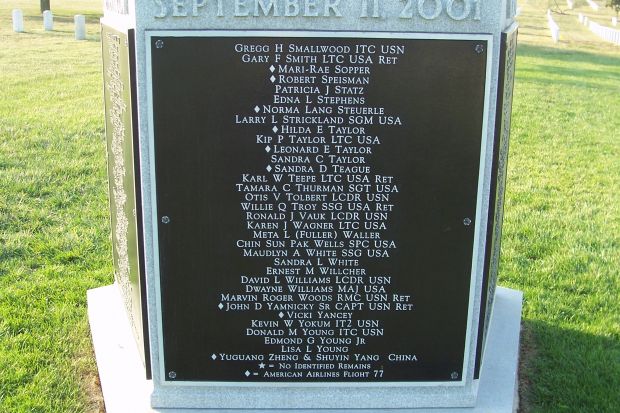 ATTACK ON THE PENTAGON WAR MEMORIAL SIDE F