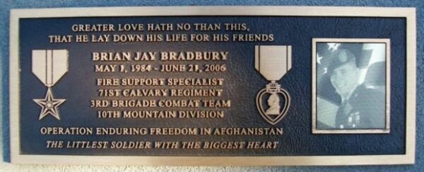 BRIAN JAY BRADBURY MEMORIAL PLAQUE